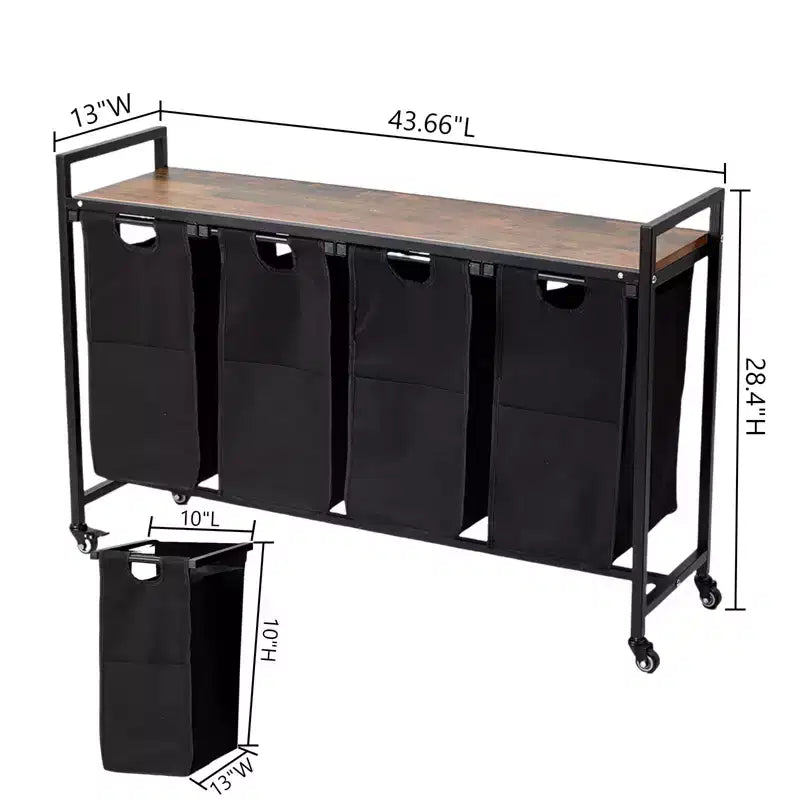 Panier à linge grande capacité avec étagère réglable 2/3/4 paniers amovibles en tissu Oxford Trieur de linge divisé pour salle de bain, chambre, dortoir