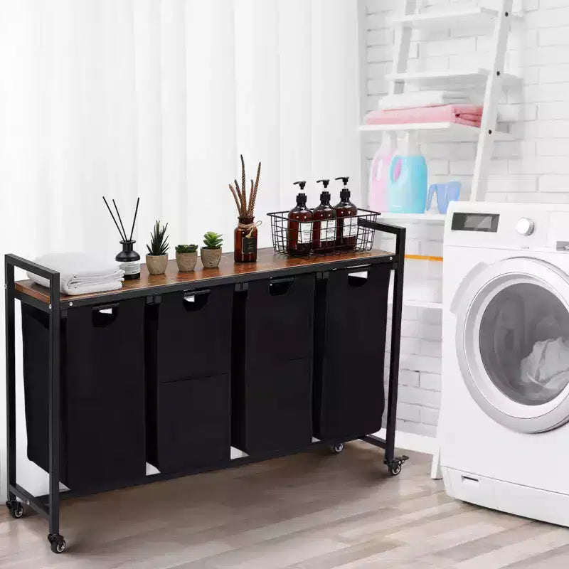 Panier à linge grande capacité avec étagère réglable 2/3/4 paniers amovibles en tissu Oxford Trieur de linge divisé pour salle de bain, chambre, dortoir