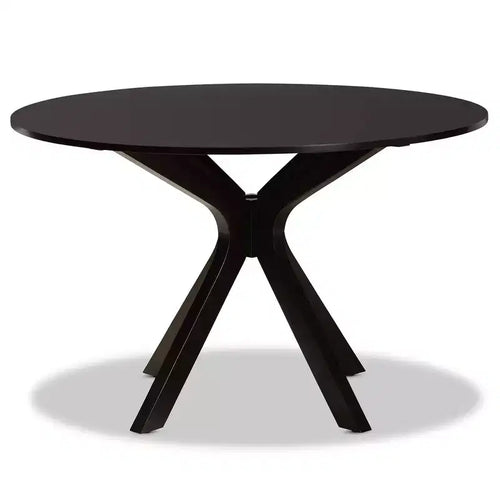 Table à manger ronde en bois, 122 cm de large, marron foncé