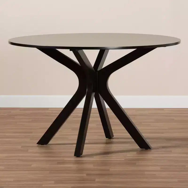 Table à manger ronde en bois, 122 cm de large, marron foncé