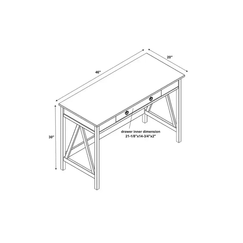 Bureau avec tiroir, cadre en pin