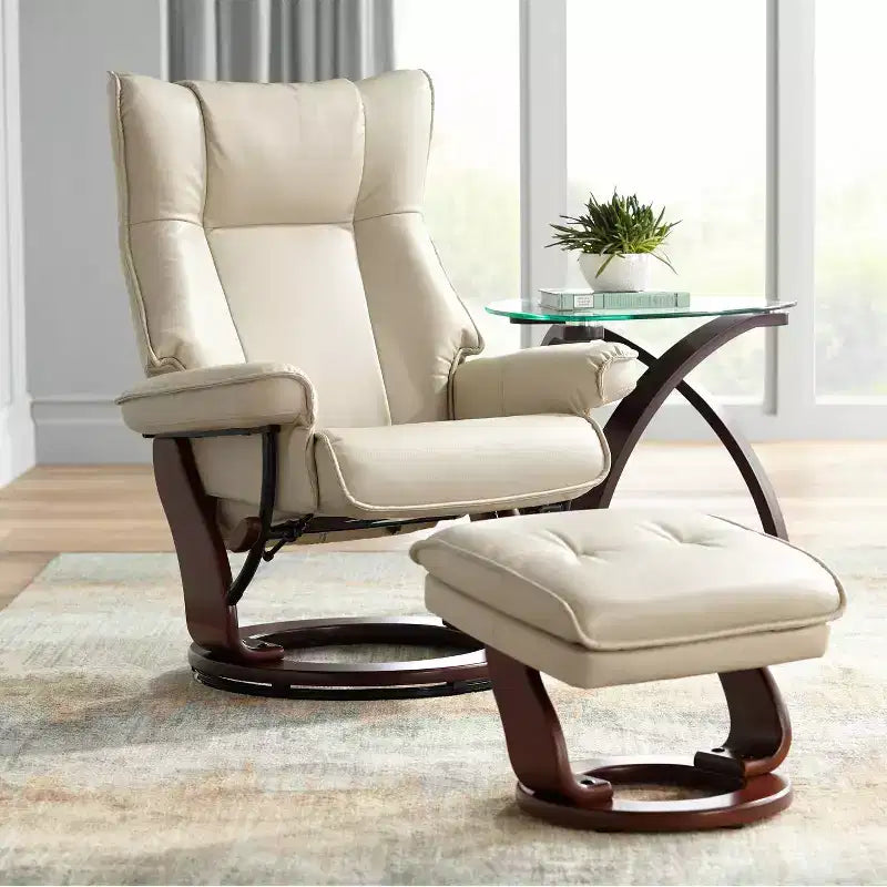 Fauteuil inclinable pivotant en similicuir Stucco, fauteuil moderne ergonomique manuel pour chambre ou salon