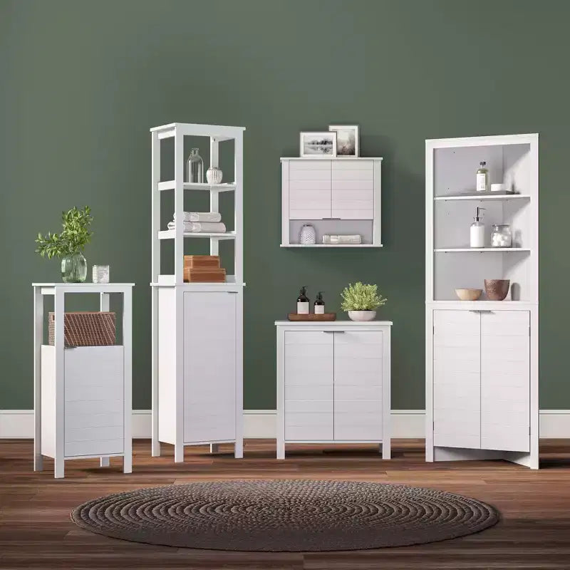 Armoire de rangement d'angle haute de salle de bain avec étagères ouvertes