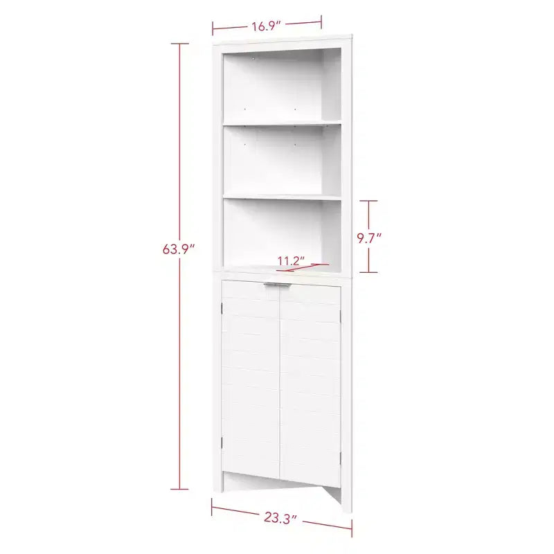 Armoire de rangement d'angle haute de salle de bain avec étagères ouvertes