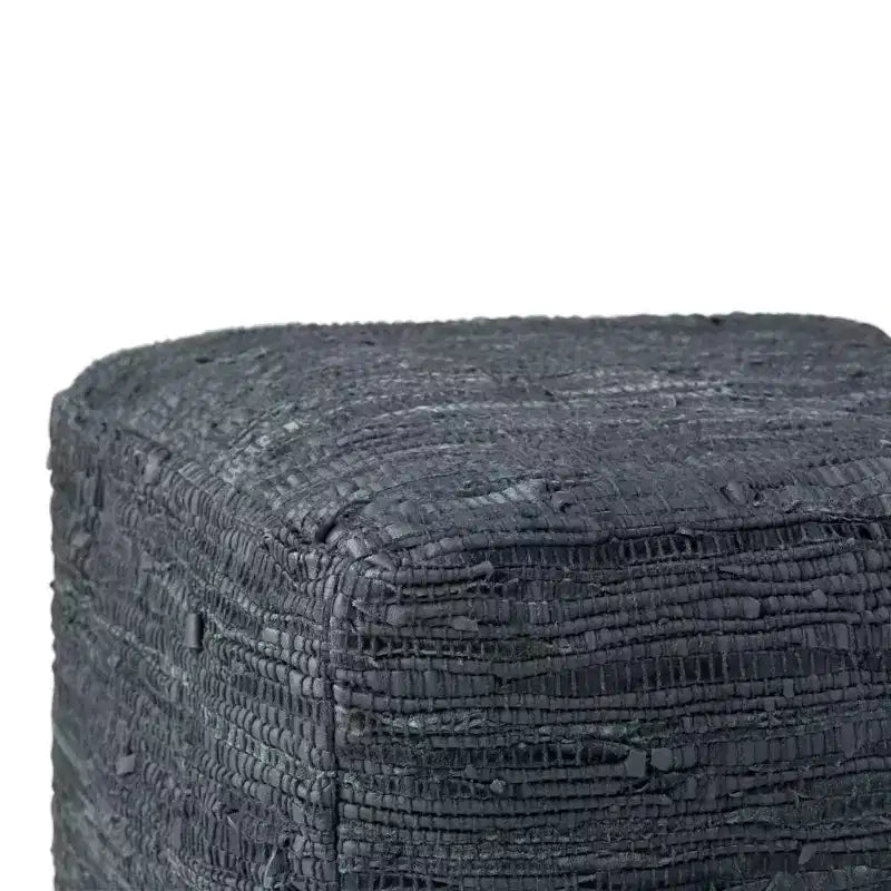 Pouf carré en cuir tressé, 45,7 x 45,7 cm