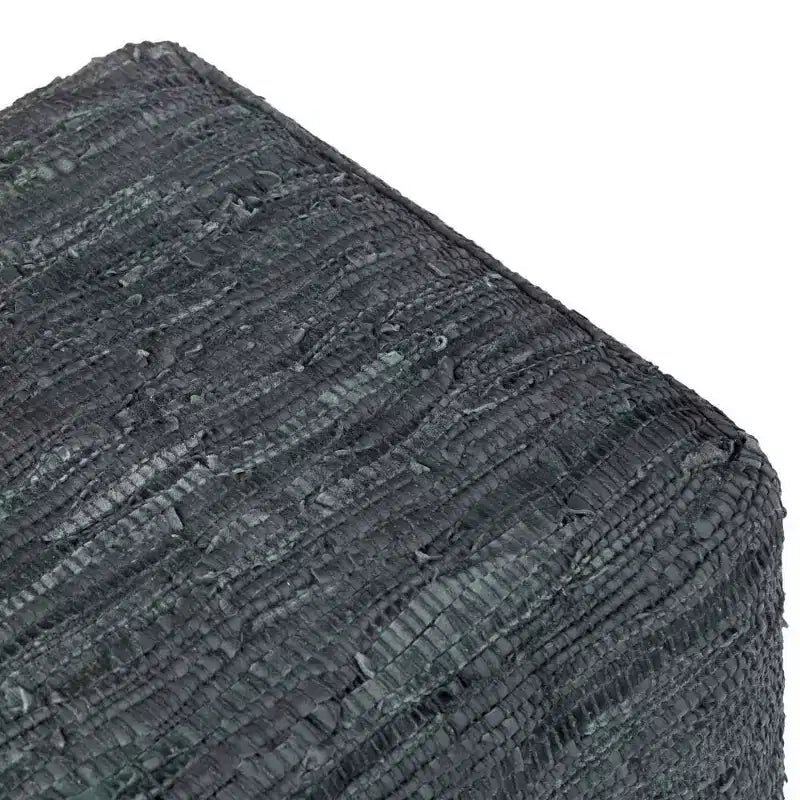 Pouf carré en cuir tressé, 45,7 x 45,7 cm