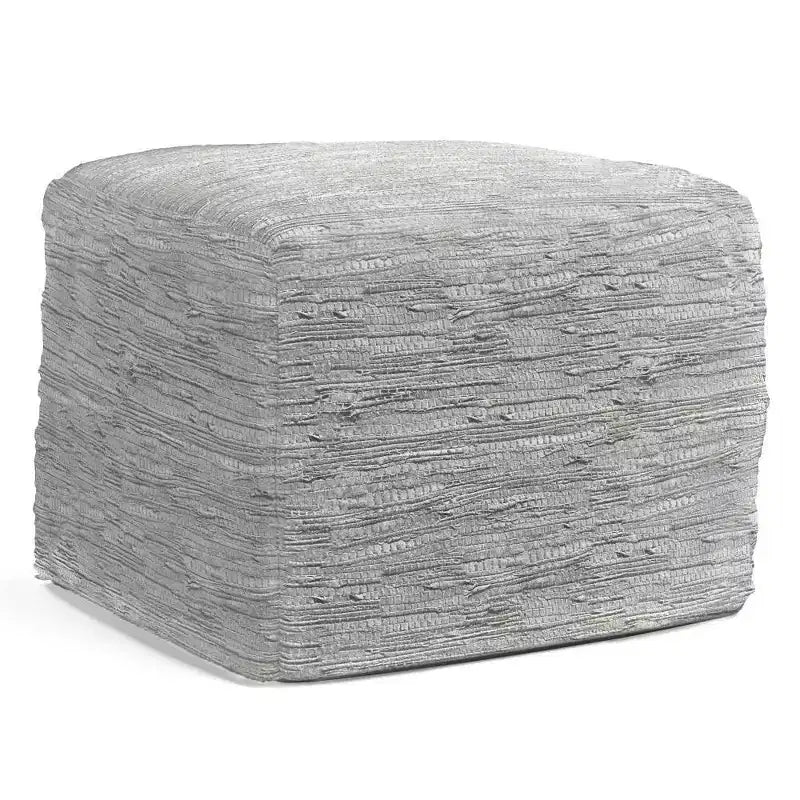 Pouf carré en cuir tressé, 45,7 x 45,7 cm