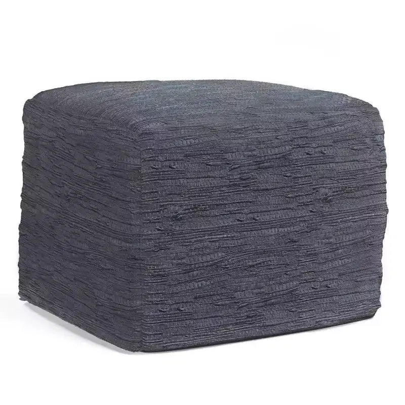 Pouf carré en cuir tressé, 45,7 x 45,7 cm