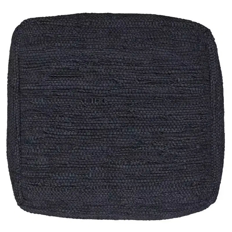 Pouf carré en cuir tressé, 45,7 x 45,7 cm