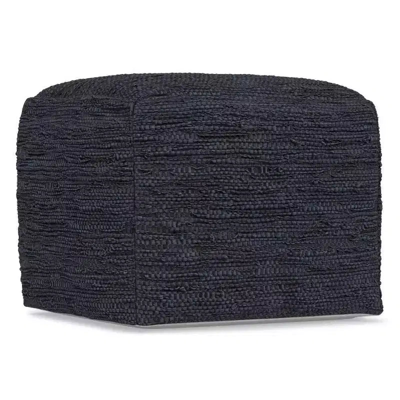 Pouf carré en cuir tressé, 45,7 x 45,7 cm