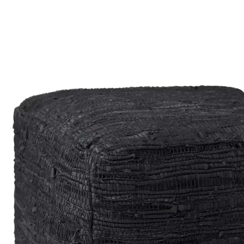 Pouf carré en cuir tressé, 45,7 x 45,7 cm