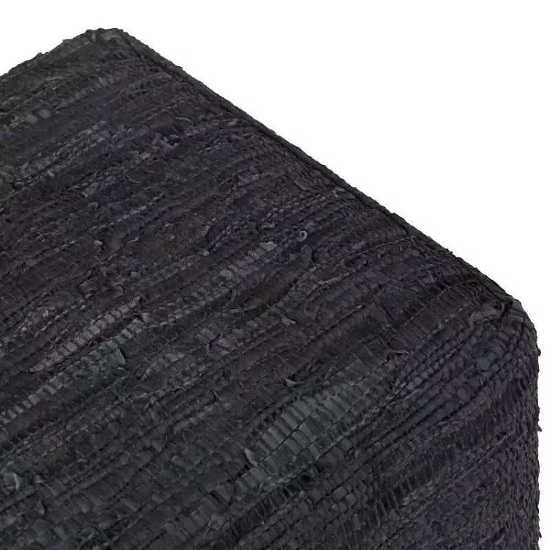 Pouf carré en cuir tressé, 45,7 x 45,7 cm