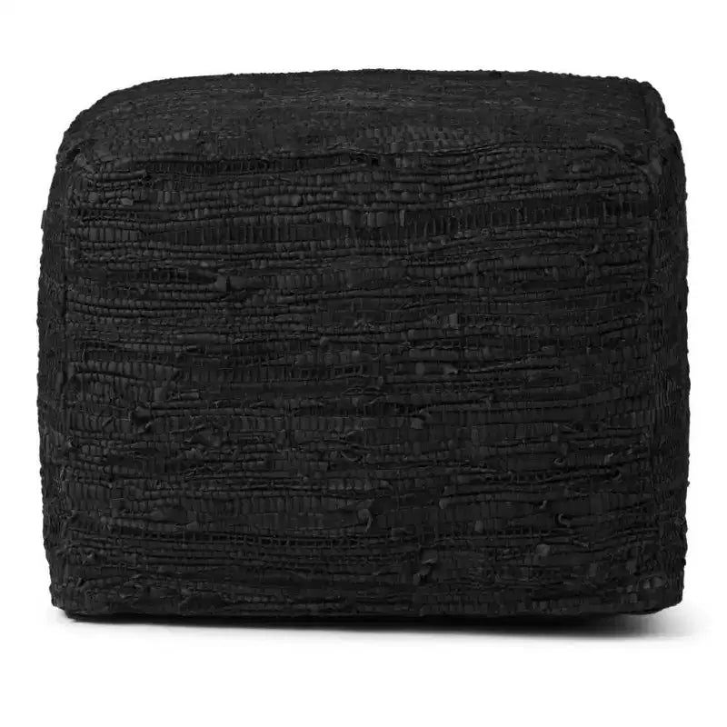Pouf carré en cuir tressé, 45,7 x 45,7 cm