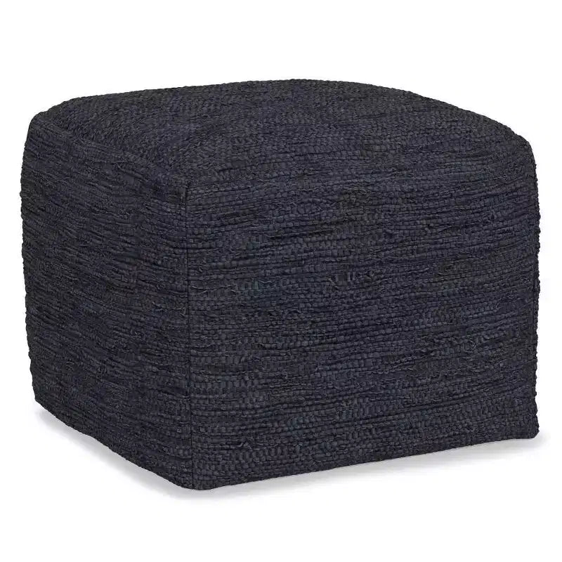 Pouf carré en cuir tressé, 45,7 x 45,7 cm