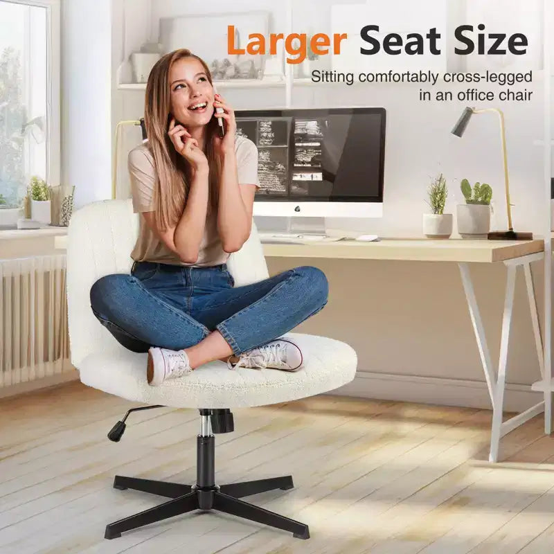 Chaise de bureau ergonomique capitonnée Boucle avec piètement croisé, Beige