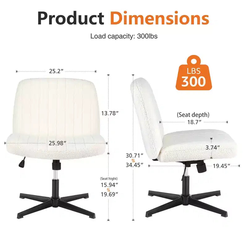 Chaise de bureau ergonomique capitonnée Boucle avec piètement croisé, Beige