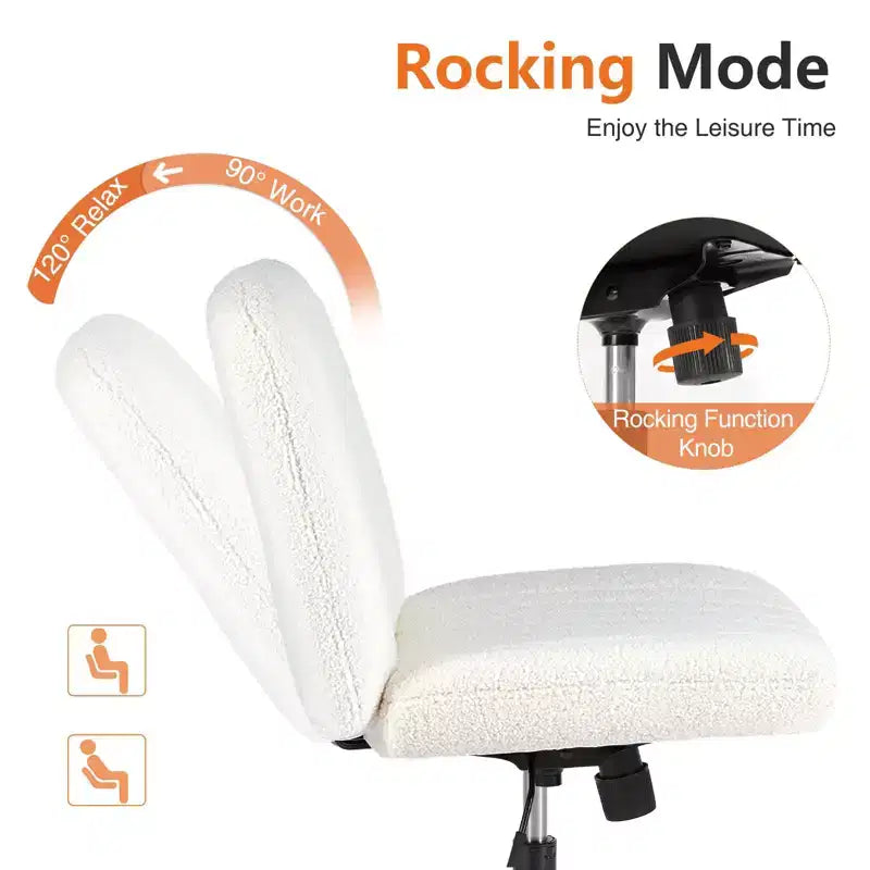 Chaise de bureau ergonomique capitonnée Boucle avec piètement croisé, Beige